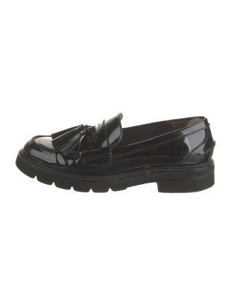 Stuart Weitzman Patent Leather Tassel Accents Loafers