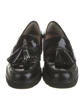 Stuart Weitzman Patent Leather Tassel Accents Loafers