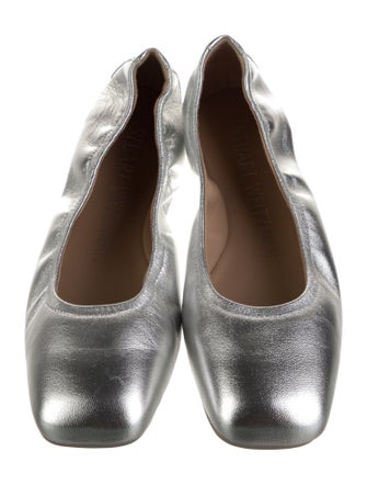Stuart Weitzman Leather Bow Accents Ballet Flats