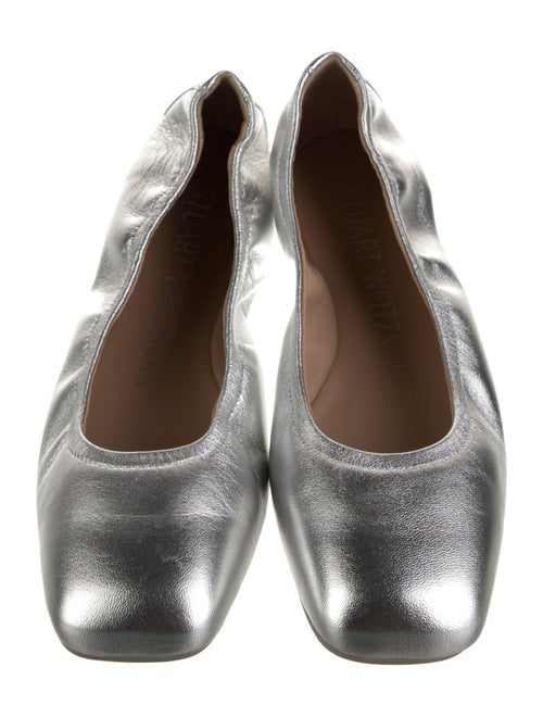 Stuart Weitzman Leather Bow Accents Ballet Flats
