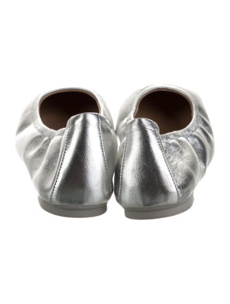 Stuart Weitzman Leather Bow Accents Ballet Flats