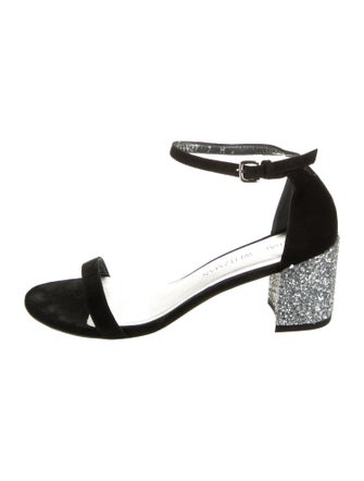 Stuart Weitzman Suede Glitter Accents Sandals