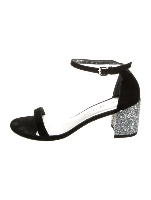 Stuart Weitzman Suede Glitter Accents Sandals