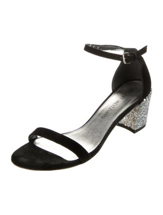 Stuart Weitzman Suede Glitter Accents Sandals