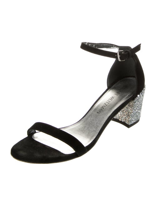 Stuart Weitzman Suede Glitter Accents Sandals