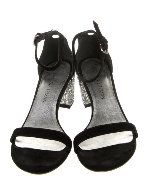 Stuart Weitzman Suede Glitter Accents Sandals