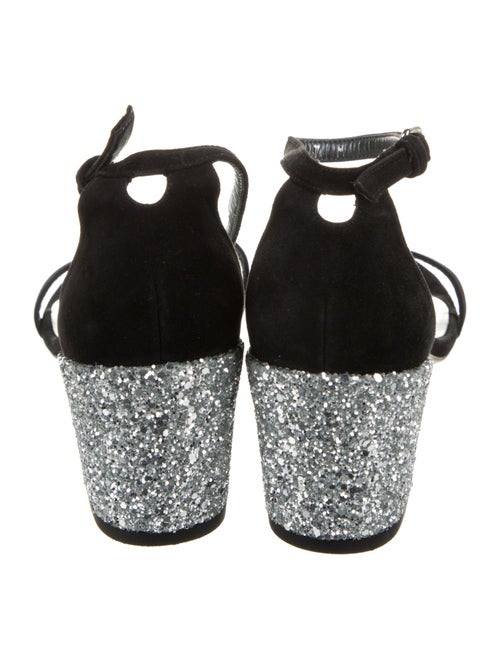 Stuart Weitzman Suede Glitter Accents Sandals