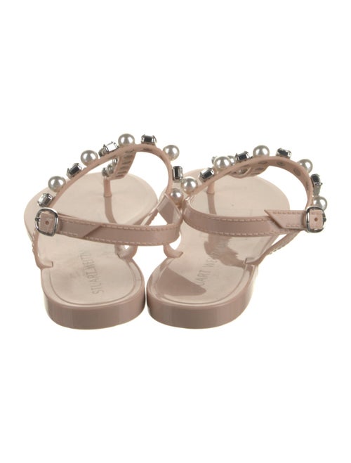 Stuart Weitzman Rubber Crystal Embellishments T-Strap Sandals
