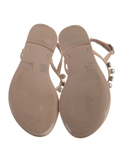 Stuart Weitzman Rubber Crystal Embellishments T-Strap Sandals