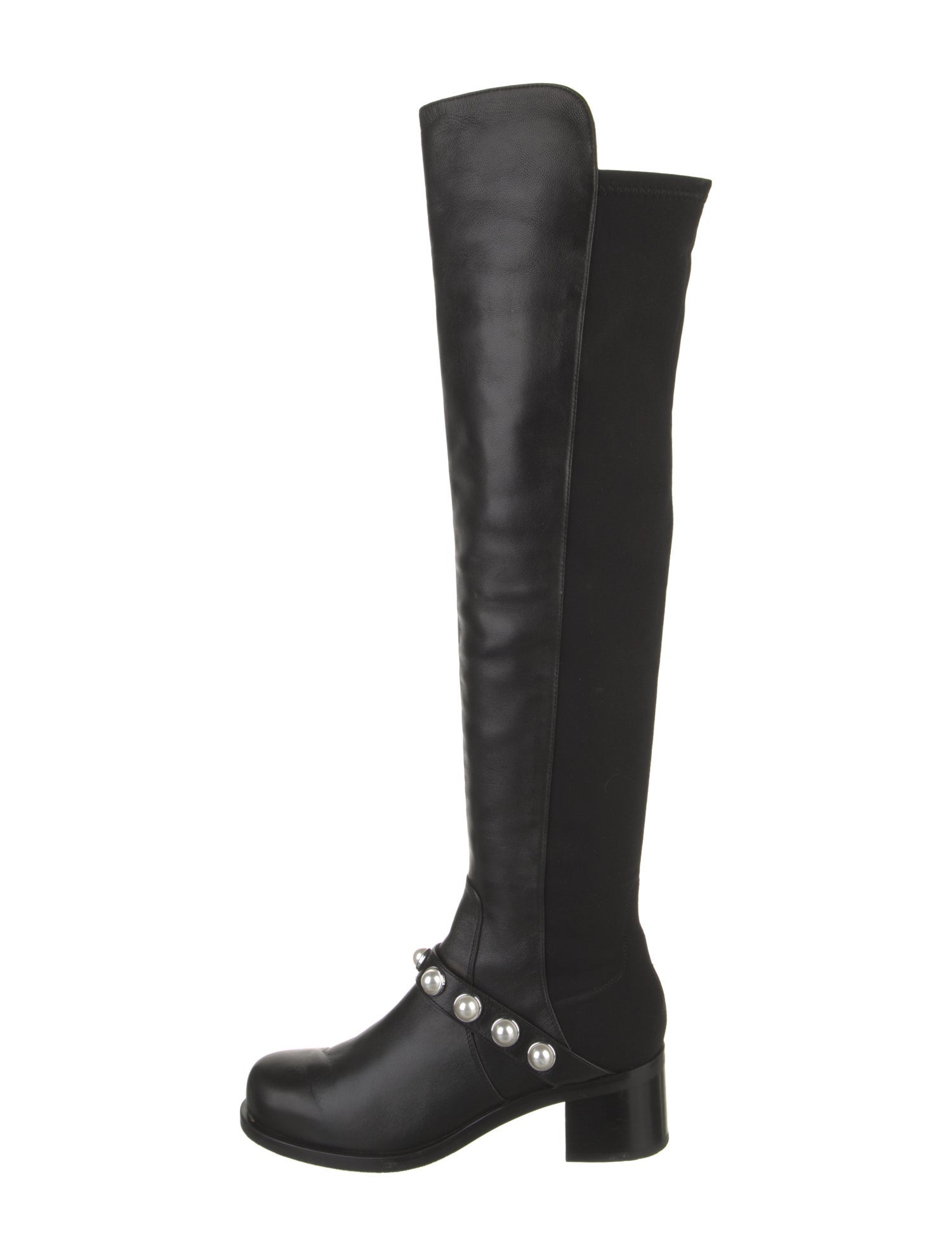 Stuart Weitzman Leather Beaded Accents Boots