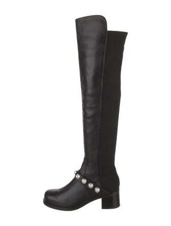 Stuart Weitzman Leather Beaded Accents Boots