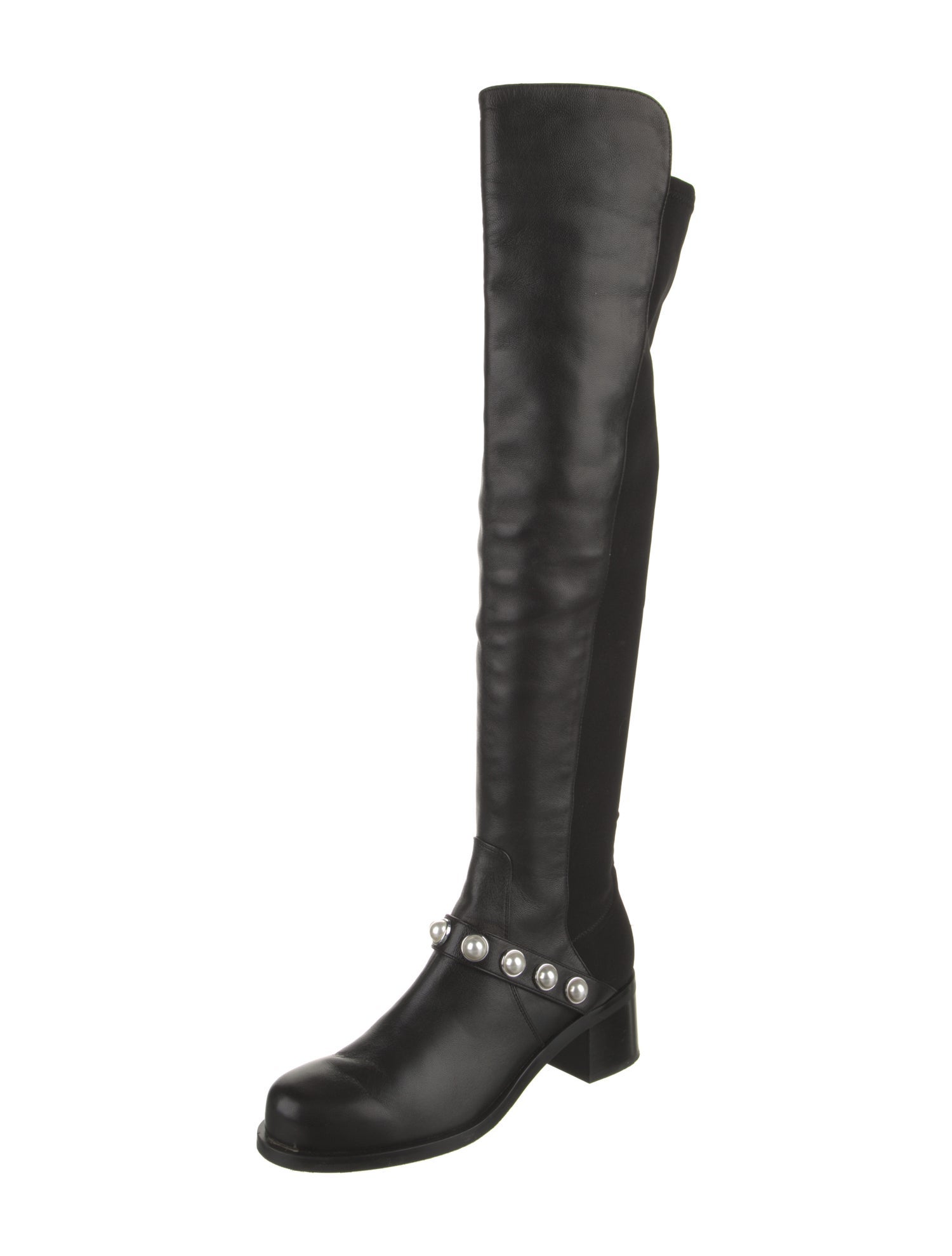 Stuart Weitzman Leather Beaded Accents Boots
