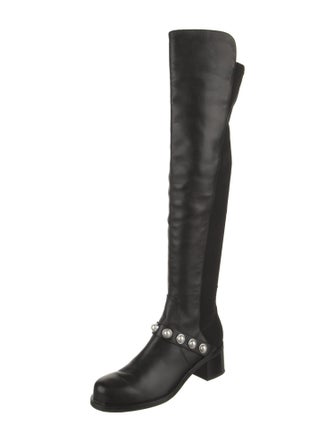 Stuart Weitzman Leather Beaded Accents Boots