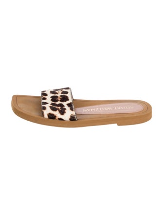 Stuart Weitzman Ponyhair Animal Print Slides