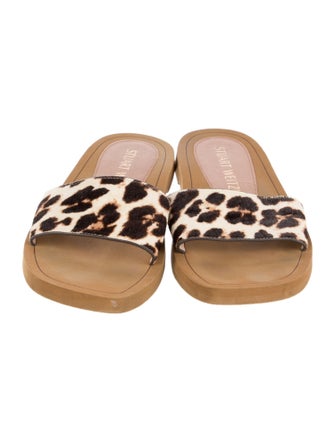 Stuart Weitzman Ponyhair Animal Print Slides