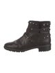 Stuart Weitzman Leather Studded Accents Moto Boots