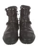 Stuart Weitzman Leather Studded Accents Moto Boots