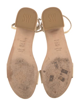 Stuart Weitzman Patent Leather Leather Trim Embellishment Sandals