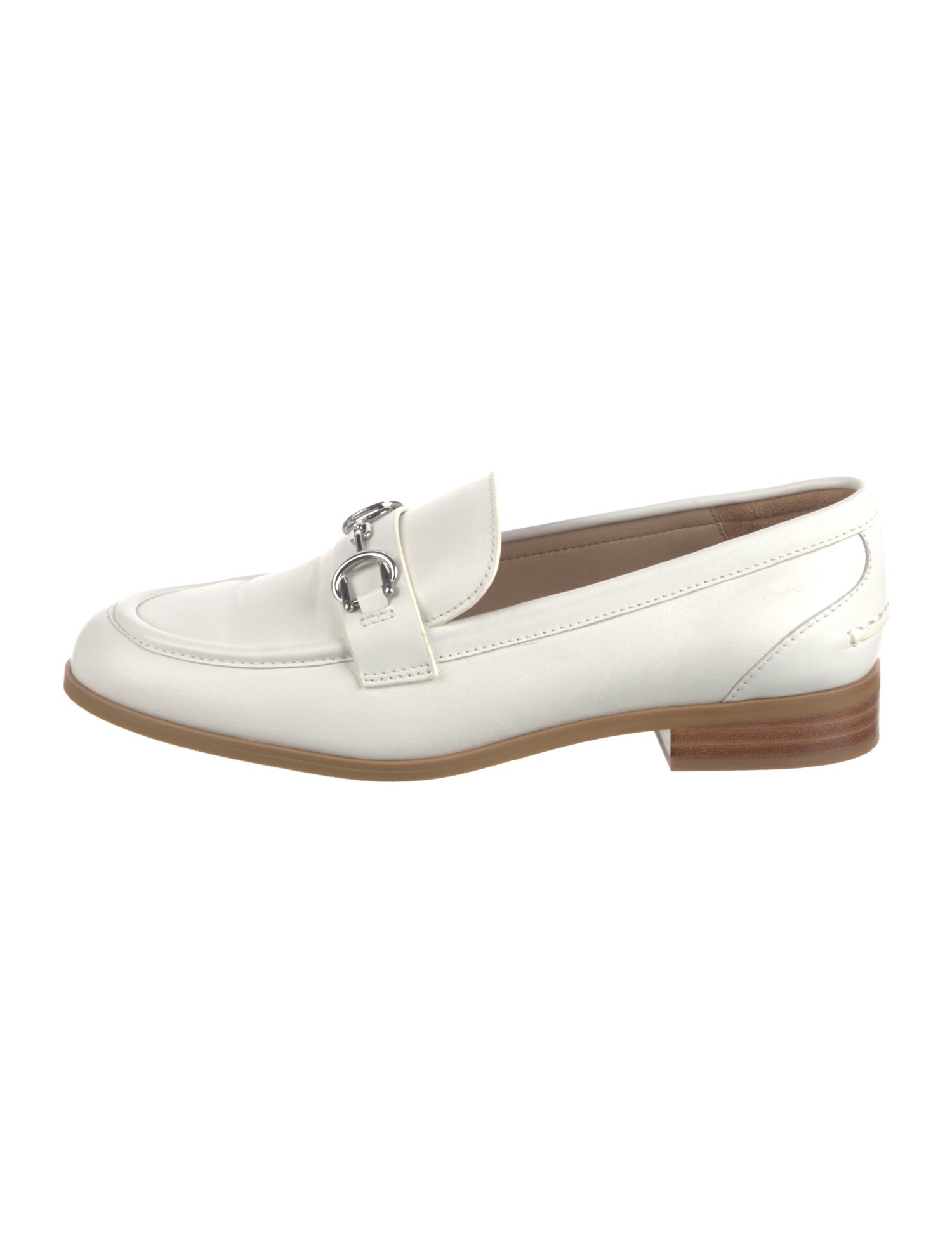 Stuart Weitzman Leather Chain-Link Accents Loafers