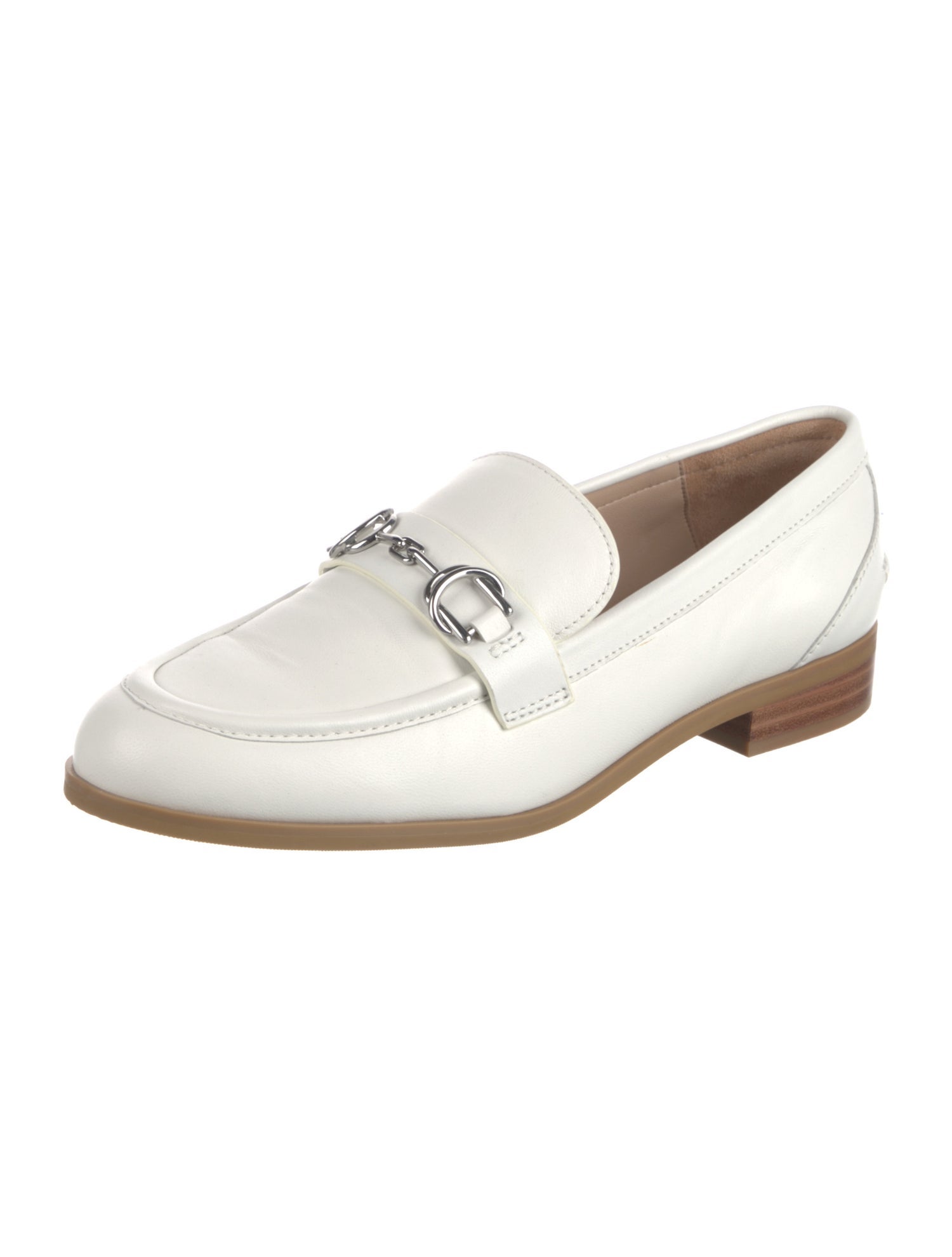 Stuart Weitzman Leather Chain-Link Accents Loafers