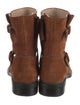 Stuart Weitzman Suede Leather Trim Embellishment Moto Boots