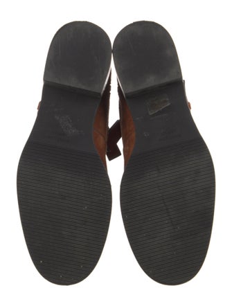 Stuart Weitzman Suede Leather Trim Embellishment Moto Boots