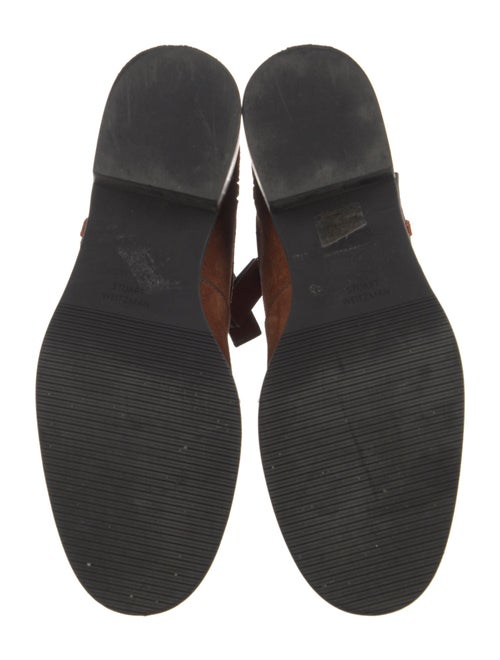 Stuart Weitzman Suede Leather Trim Embellishment Moto Boots