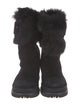 Stuart Weitzman Suede Faux Fur Trim Lace-Up Boots