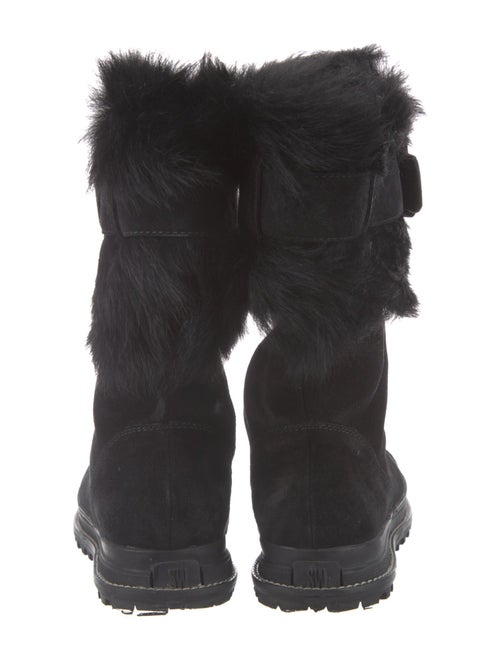 Stuart Weitzman Suede Faux Fur Trim Lace-Up Boots
