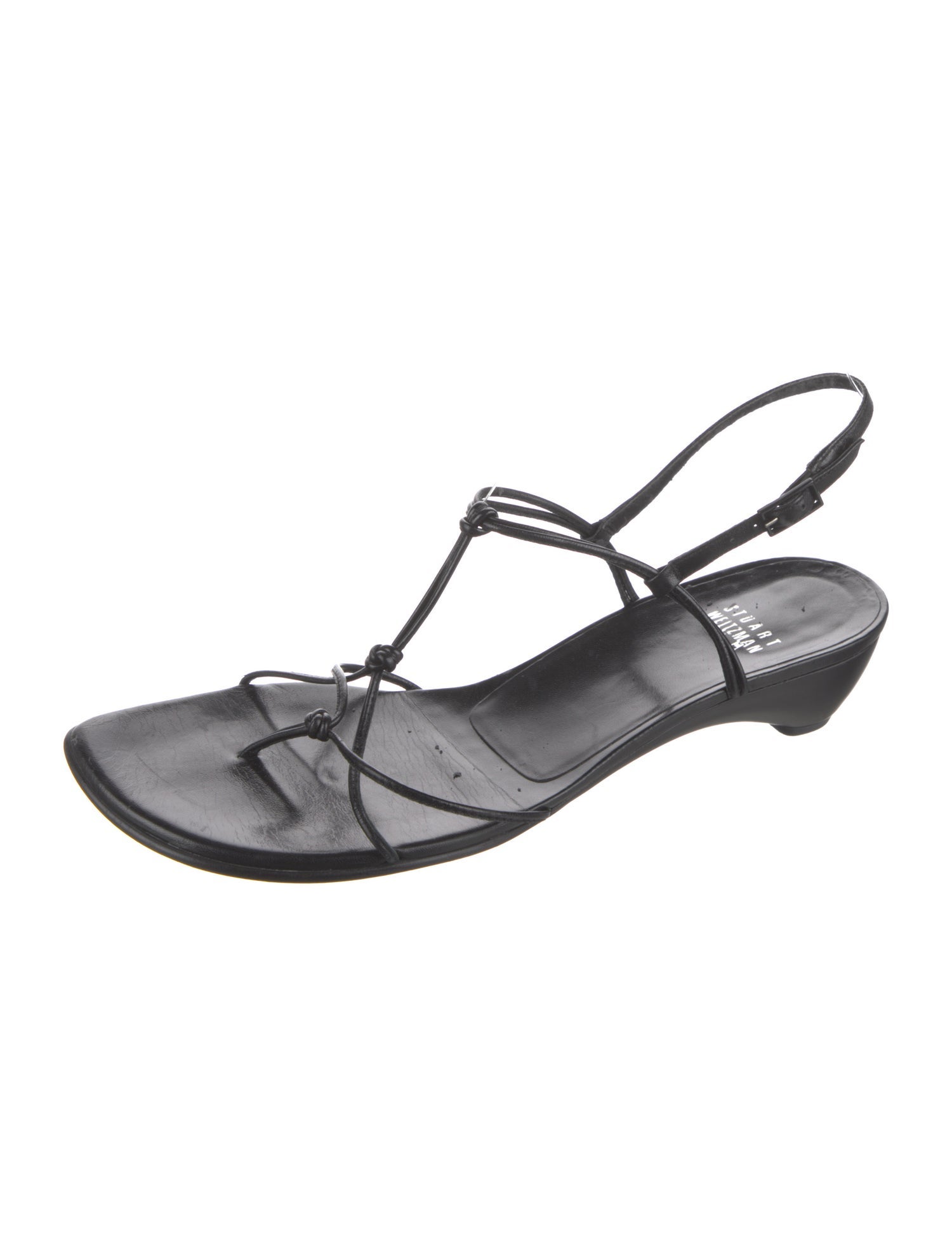 Stuart Weitzman Leather T-Strap Sandals