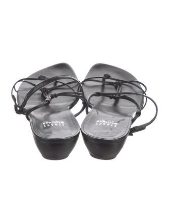 Stuart Weitzman Leather T-Strap Sandals