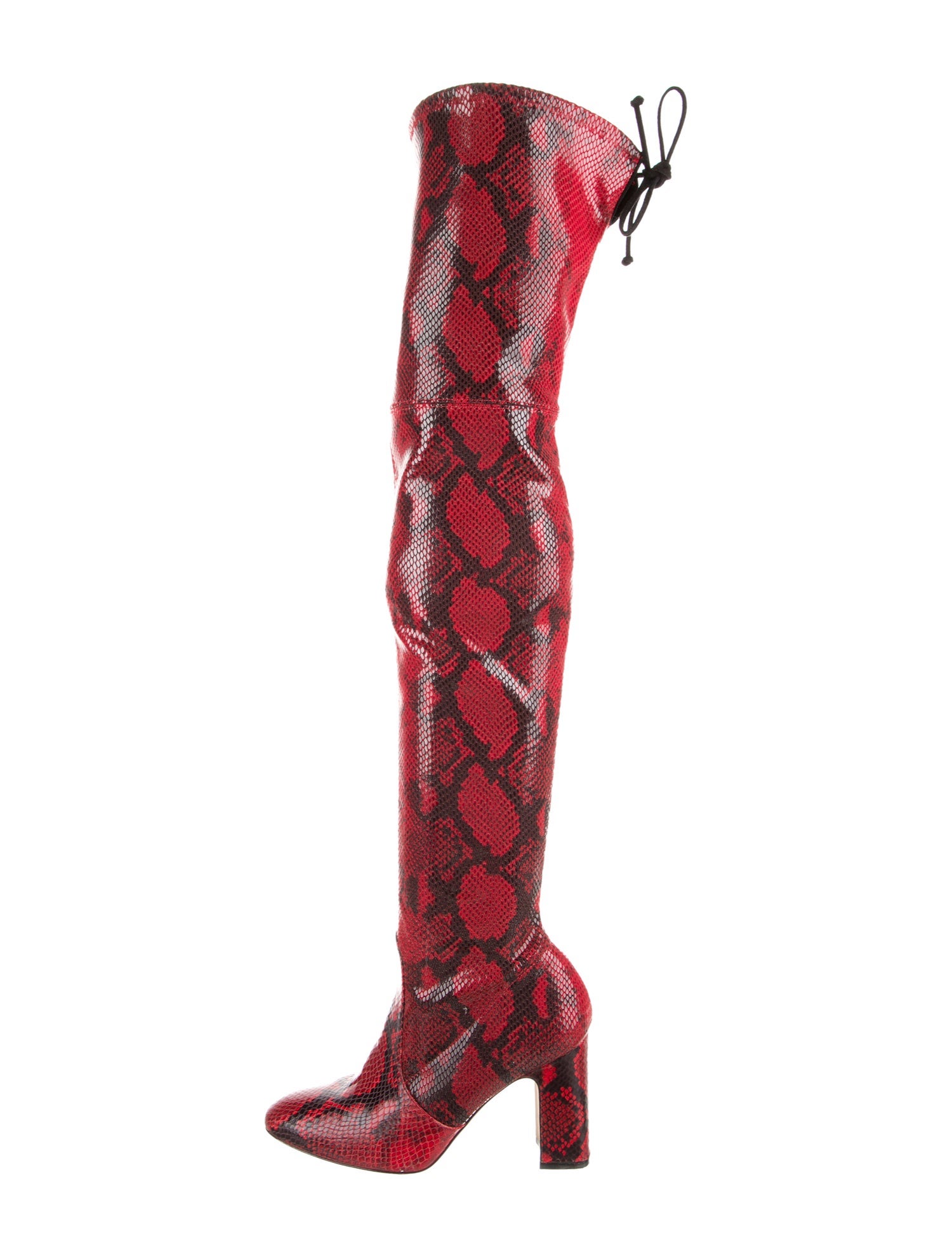 Stuart Weitzman Leather Animal Print Lace-Up Boots