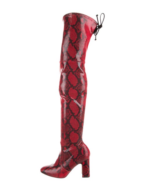 Stuart Weitzman Leather Animal Print Lace-Up Boots