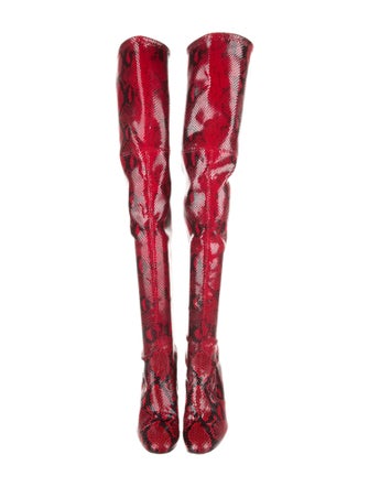 Stuart Weitzman Leather Animal Print Lace-Up Boots