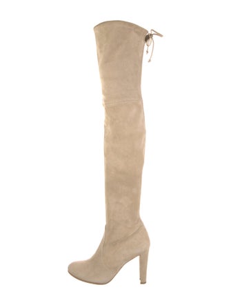 Stuart Weitzman Suede Bow Accents Boots