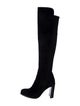 Stuart Weitzman Suede Leather Trim Embellishment Boots