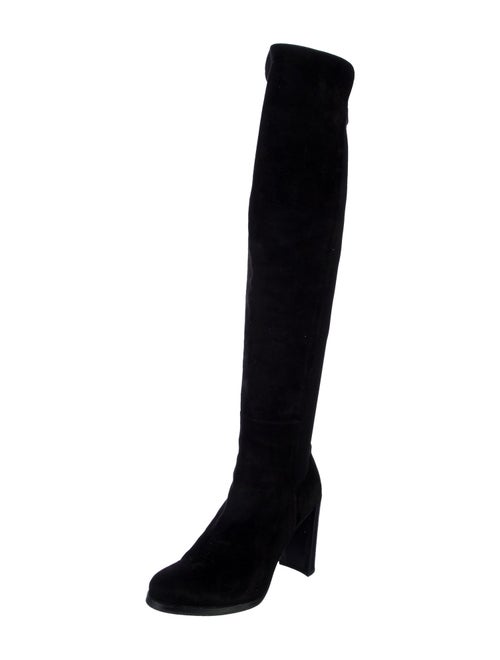 Stuart Weitzman Suede Leather Trim Embellishment Boots
