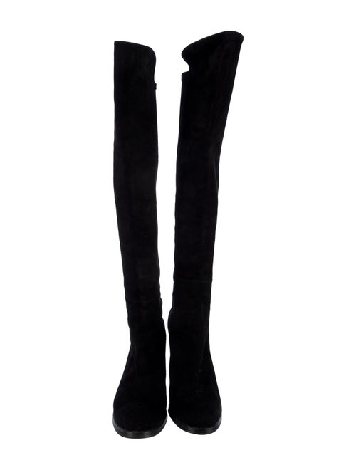 Stuart Weitzman Suede Leather Trim Embellishment Boots