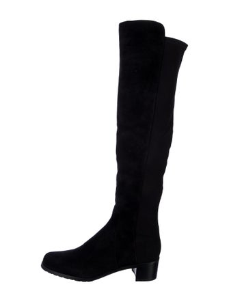 Stuart Weitzman Suede Leather Trim Embellishment Boots