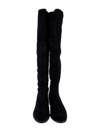 Stuart Weitzman Suede Leather Trim Embellishment Boots