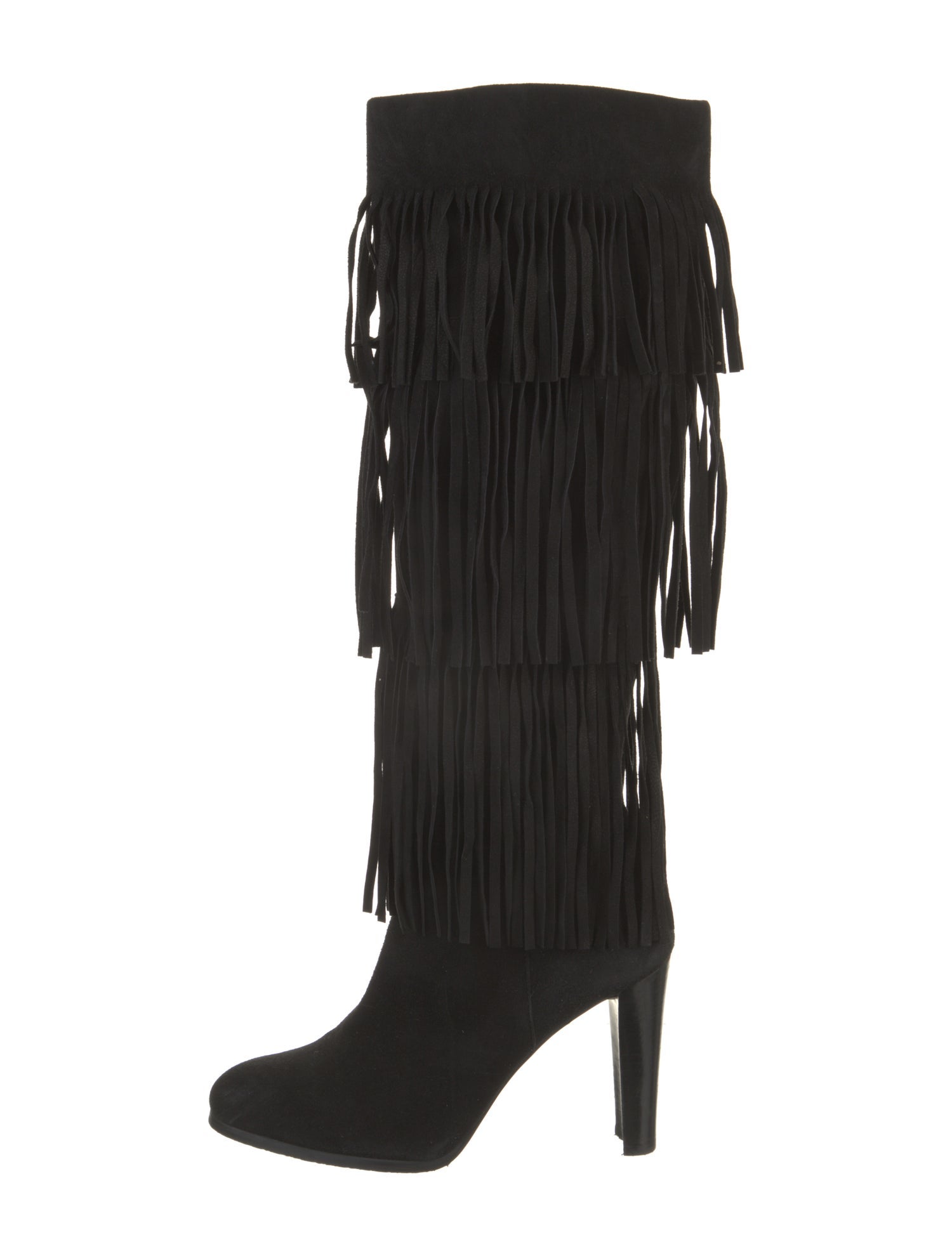 Stuart Weitzman Suede Fringe Trim Accent Boots