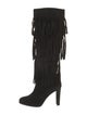 Stuart Weitzman Suede Fringe Trim Accent Boots
