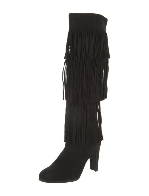 Stuart Weitzman Suede Fringe Trim Accent Boots
