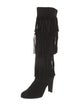 Stuart Weitzman Suede Fringe Trim Accent Boots