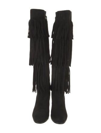 Stuart Weitzman Suede Fringe Trim Accent Boots