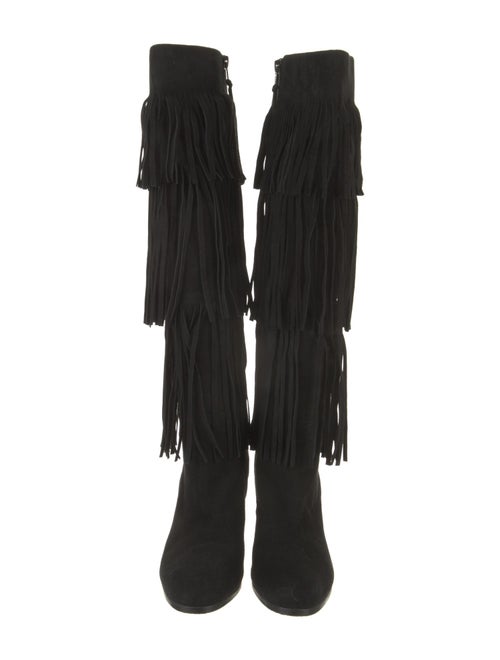 Stuart Weitzman Suede Fringe Trim Accent Boots