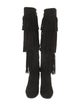 Stuart Weitzman Suede Fringe Trim Accent Boots