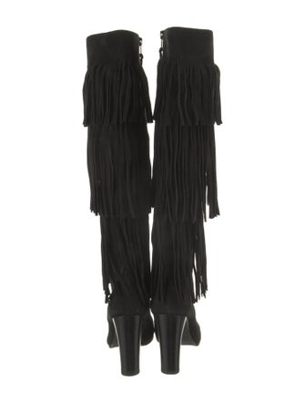 Stuart Weitzman Suede Fringe Trim Accent Boots
