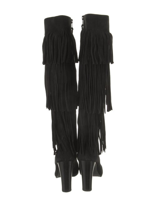 Stuart Weitzman Suede Fringe Trim Accent Boots