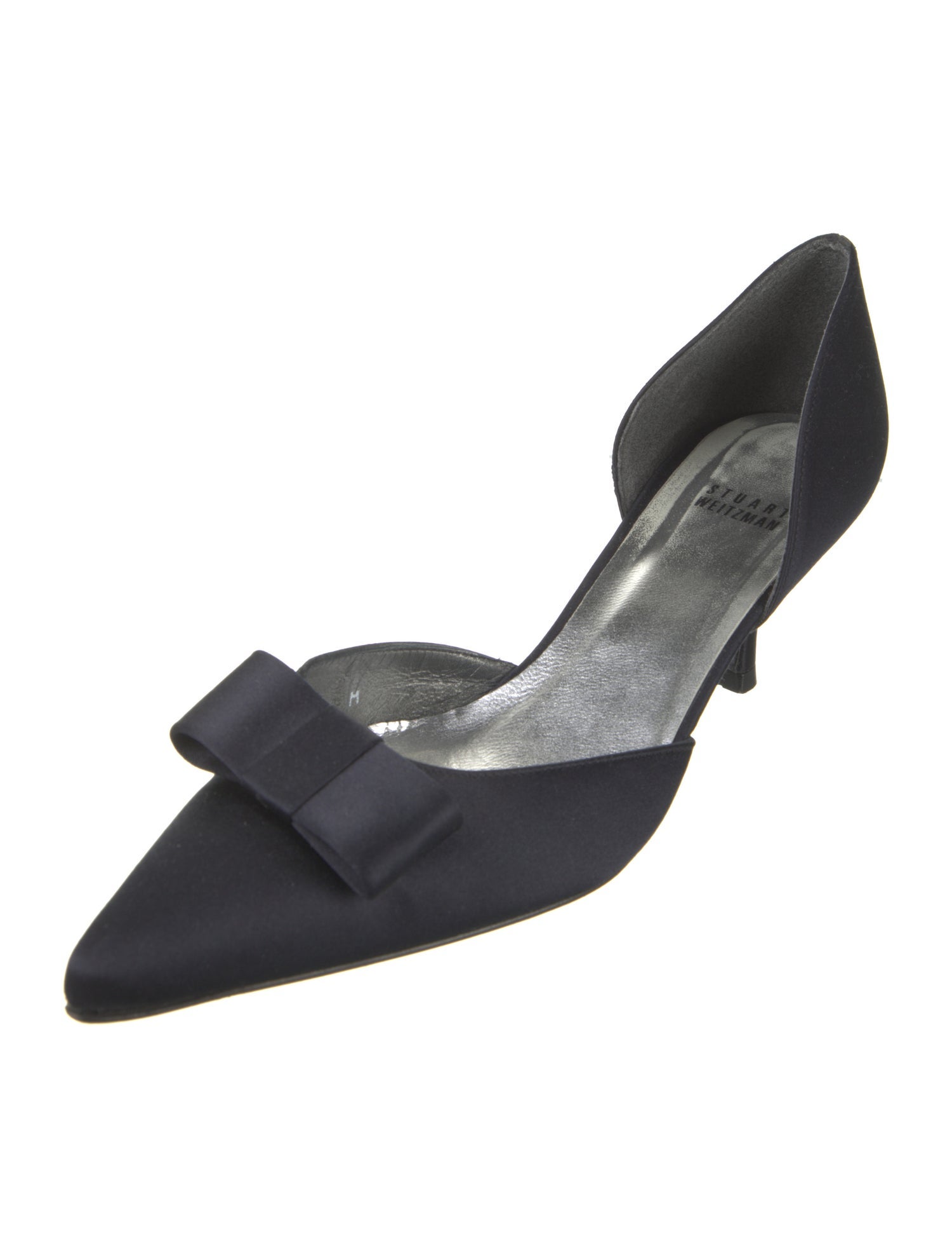 Stuart Weitzman Satin Bow Accents D'Orsay Pumps